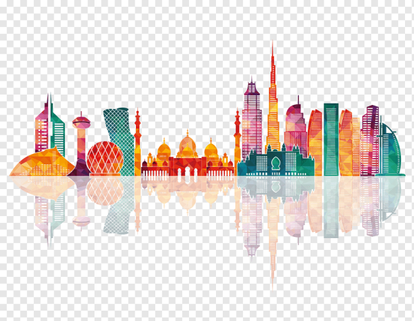 Эмираты достопримечательности на белом фоне