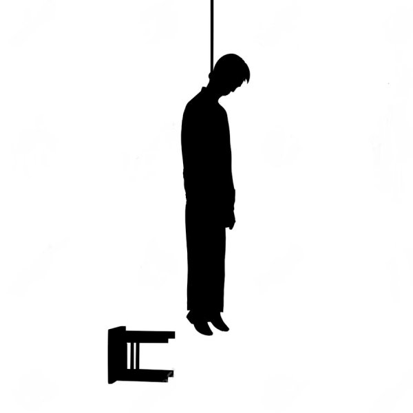 Силуэт повесившегося человека
