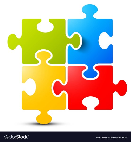 Пазлы в ряд на прозрачном фоне