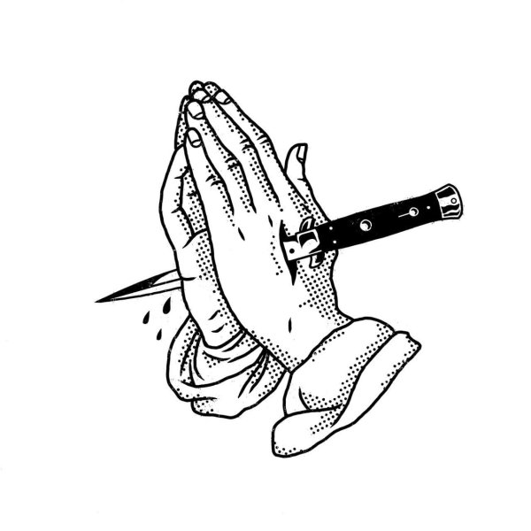 Нарисованная рука с ножом
