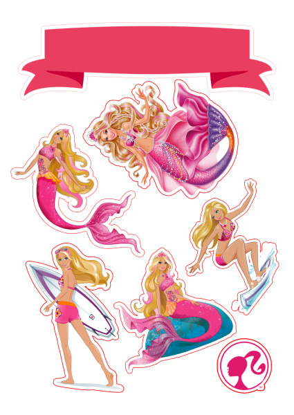 Барби наклейки круглые