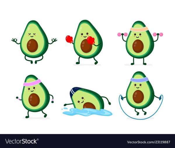 Авокадо мультяшный спорт