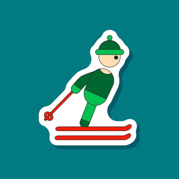 Стикер лыжник прикольные