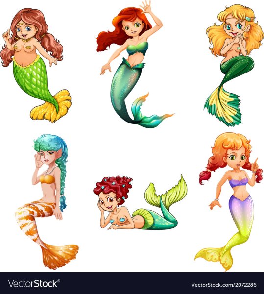 Русалка иллюстрация на белом фоне