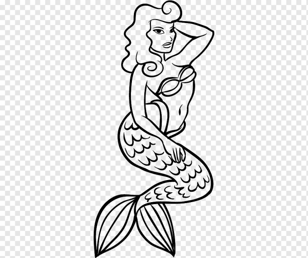 Тату силуэт русалки