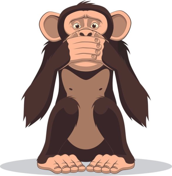 Обезьянка закрывает рот