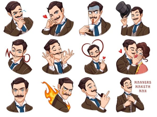 Джентльмен Стикеры телеграм