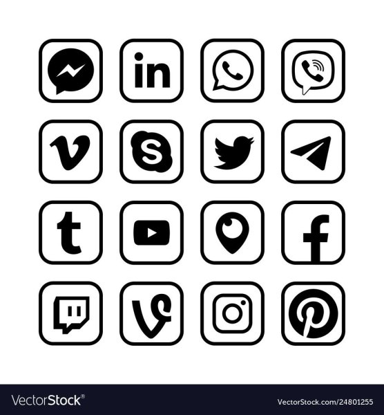Значки соцсетей и мессенджеров вектор