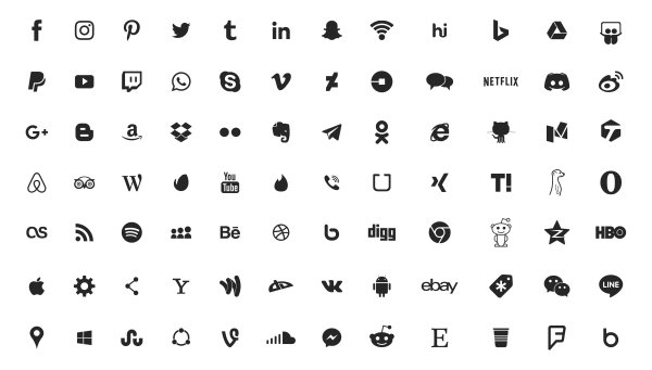 Значки мессенджеров черные