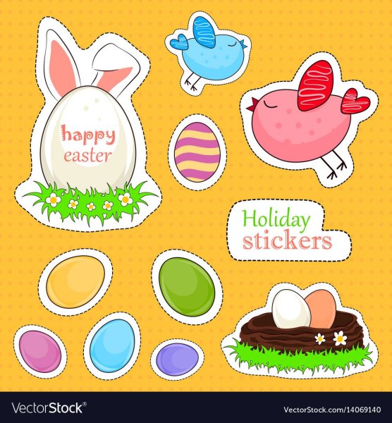 Кавайные наклейки Пасха