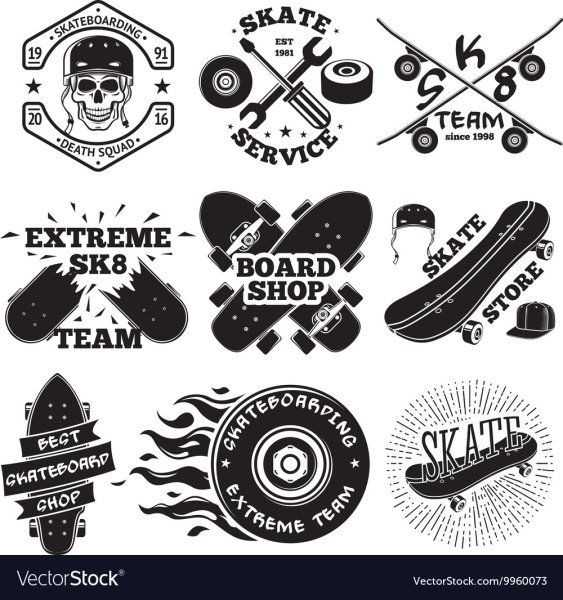 Наклейки скейтборд вектор
