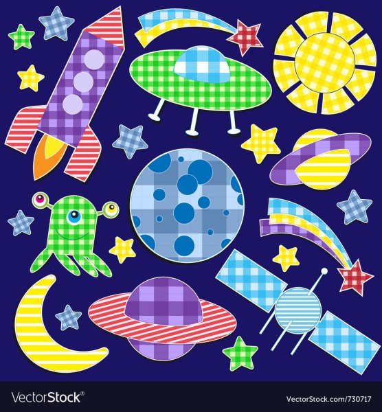 Космические Стикеры вектор