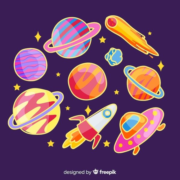 Маленькие рисунки для наклеек космос