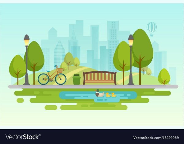 Парк в городе вектор Flat