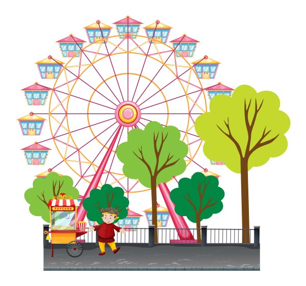 Аттракцион для детей в парке Векторная Графика