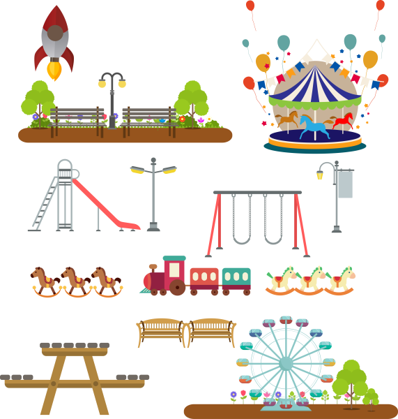 Парк карусели вектор