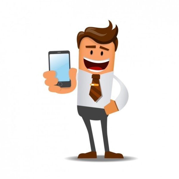 Мультяшный бизнесмен с телефоном