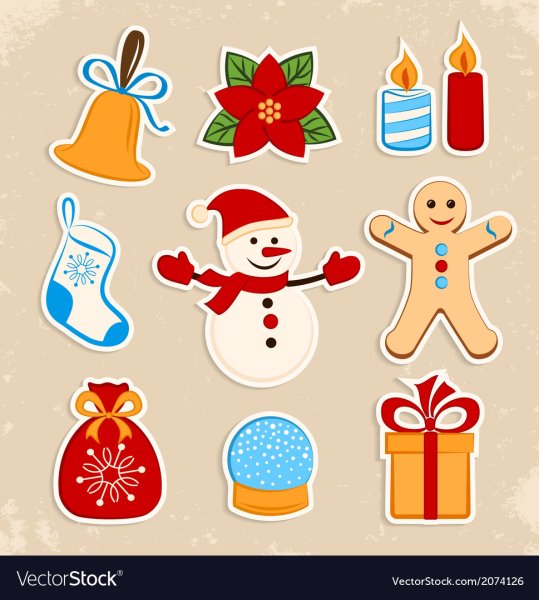 Легкие новогодние Стикеры в векторной графике