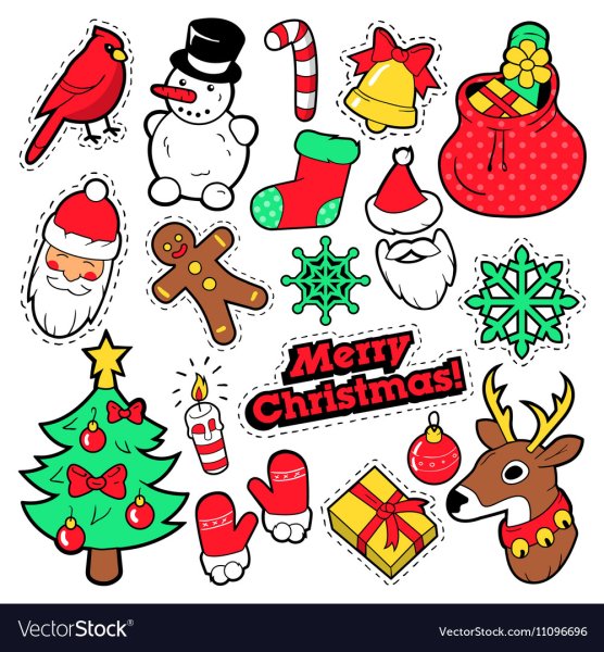 Новогодние наклейки стильные