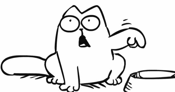 Наклейка кот Саймона с миской