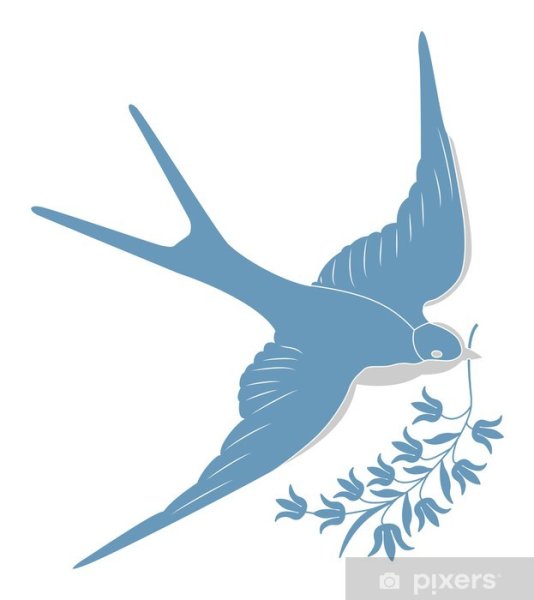 Ласточка с веточкой в клюве