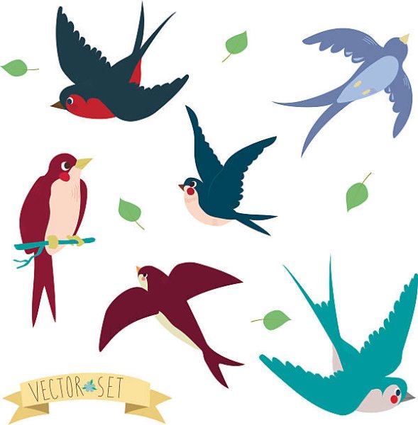 Ласточки для вырезания цветные