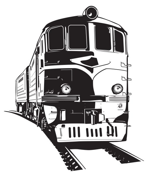 Локомотив поезд в векторе спереди