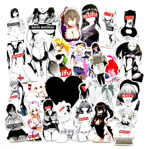Наклейки аниме waifu