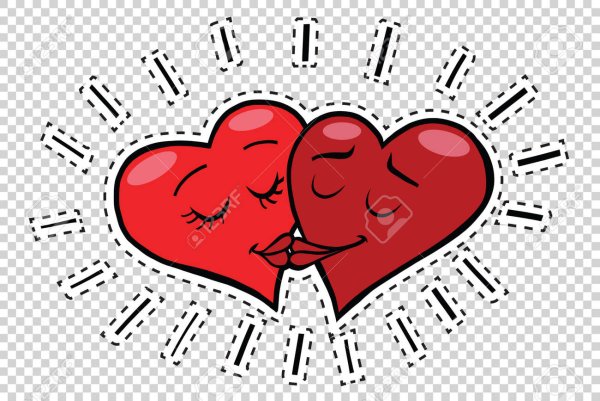 Валентинка сердечко с поцелуем