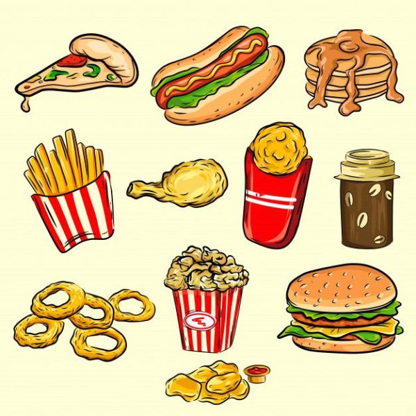 Наклейки фаст фуд