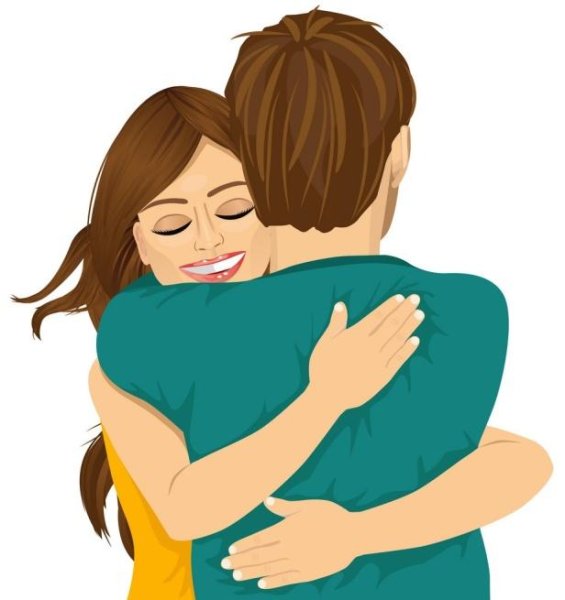 Объятия на белом фоне