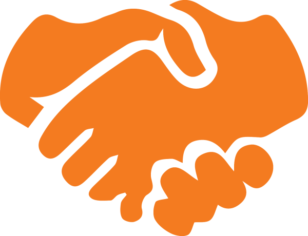 Рукопожатие на оранжевом фоне