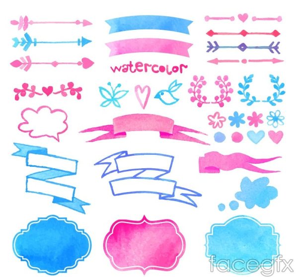 Стикеры для надписей в аквареле