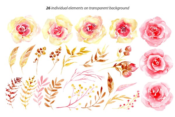 Акварельные цветы с золотом цвета