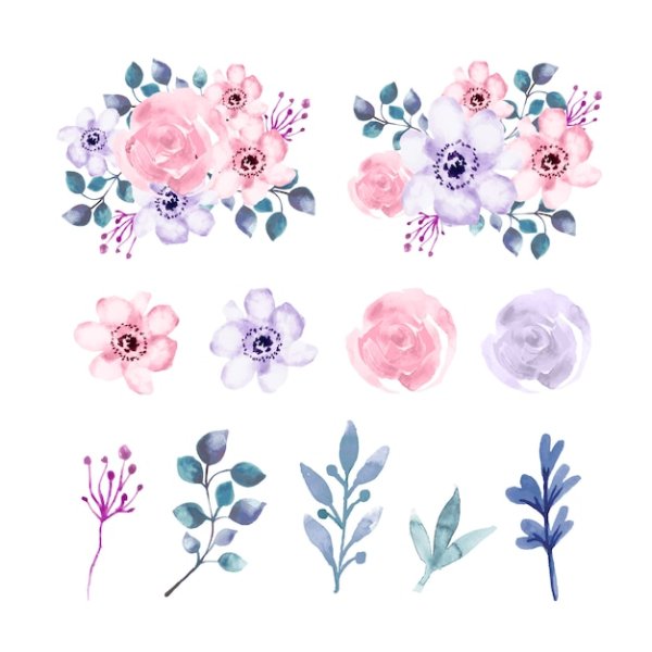 Акварельные цветы фрипик