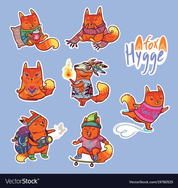 Набор наклеек лисички