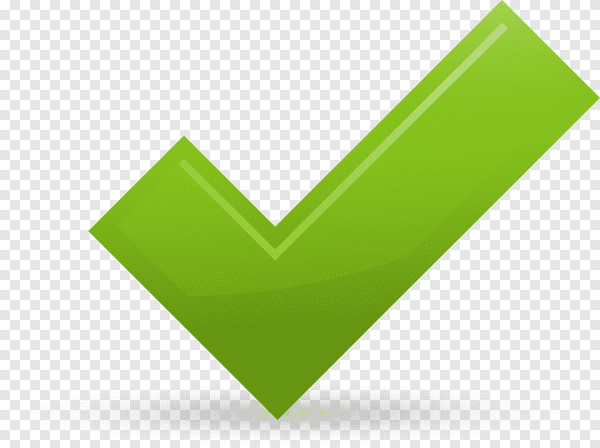 Зеленая галочка на прозрачном фоне