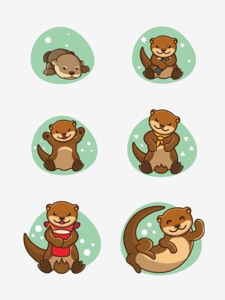 Милые мультяшные выдры