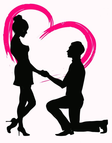 Предолжение руки и сердце силует