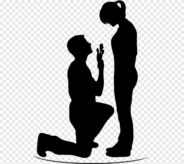 Силуэт предложение руки и сердца