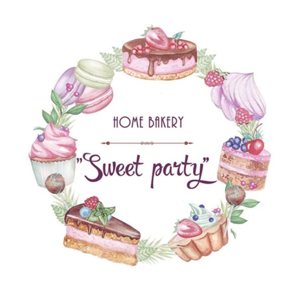 Акварельный логотип торты