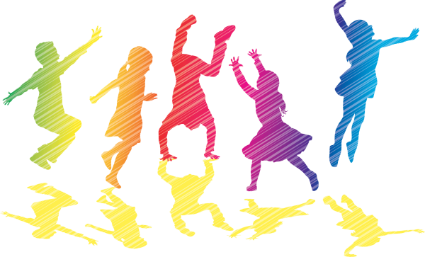 Силуэты детей цветные