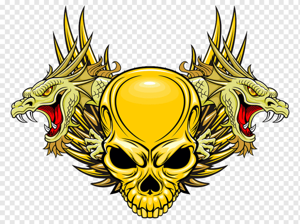 Золотой череп с крыльями