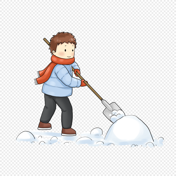 Дети убирают снег