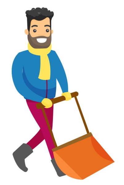 Иллюстрации человек с лопатой снег