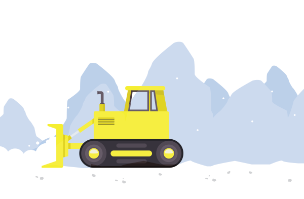Расчистка снега трактором иллюстрация
