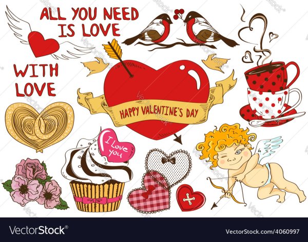Наклейки на день Святого Валентина