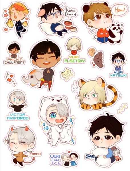 Стикеры аниме Юрий на льду