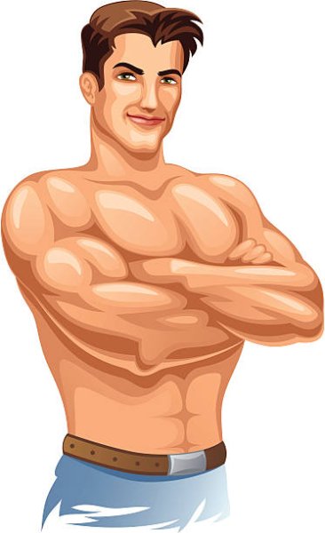 Мускулистый мужчина мультяшный