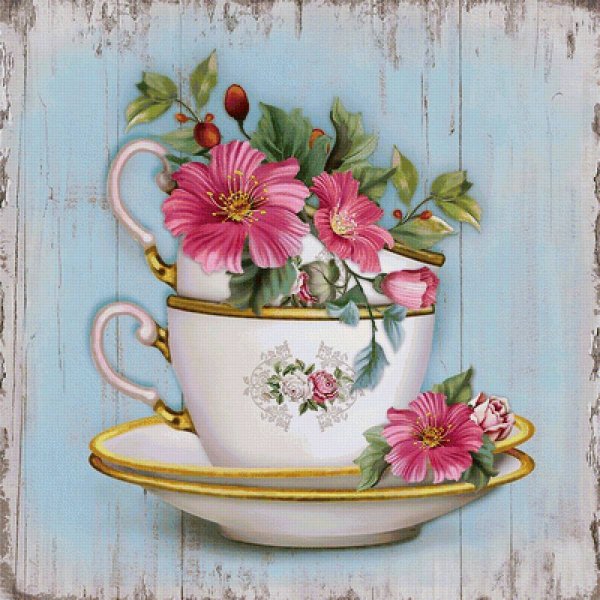 Цветы в чайной чашке